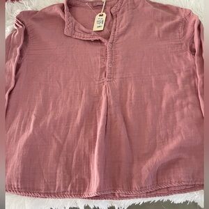 Rosetti Men's Long-Sleeve Button Henley in Dusty Pink